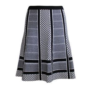 Spense Black White Checker Stripe Knit Skirt